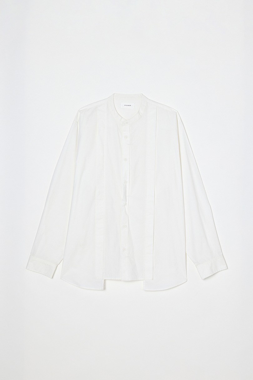 タックデザインノーカラーシャツ 詳細画像 WHT 14