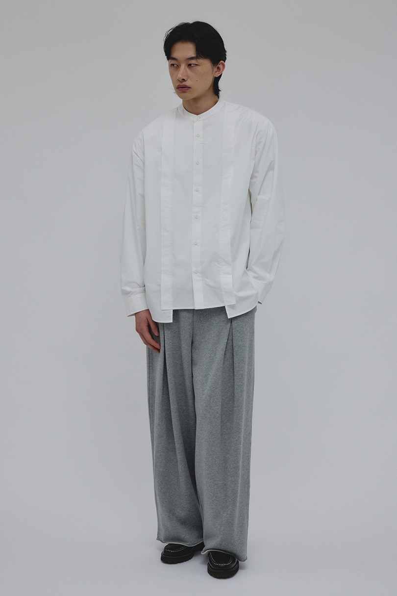 タックデザインノーカラーシャツ 詳細画像 WHT 2