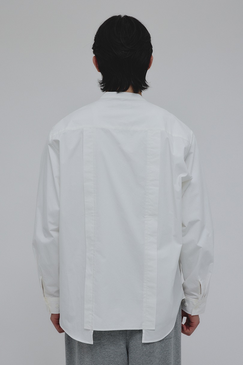 タックデザインノーカラーシャツ 詳細画像 WHT 6