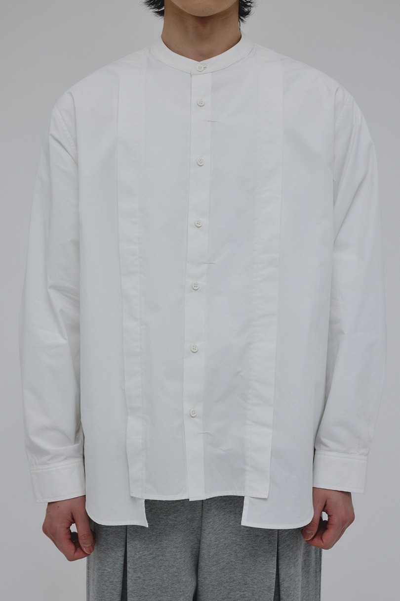 タックデザインノーカラーシャツ 詳細画像 WHT 7