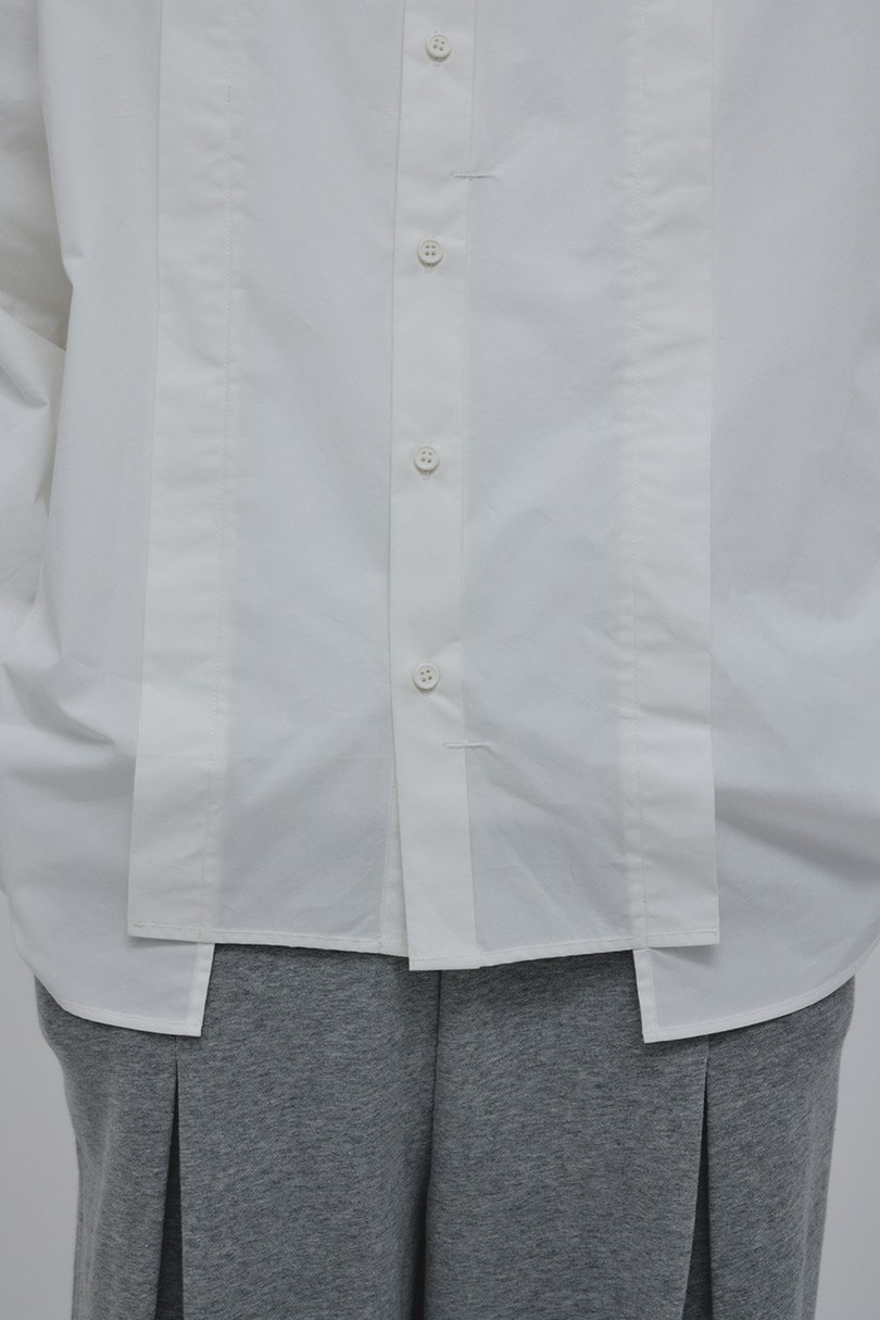タックデザインノーカラーシャツ 詳細画像 WHT 9