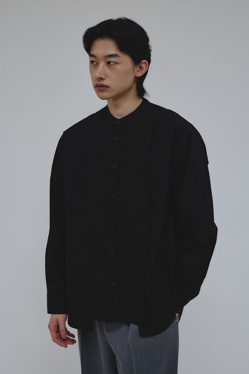タックデザインノーカラーシャツ 詳細画像 BLK 2