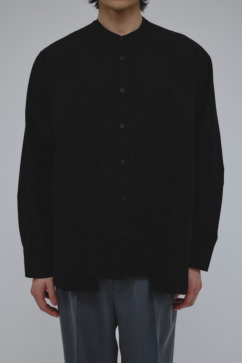タックデザインノーカラーシャツ 詳細画像 BLK 5