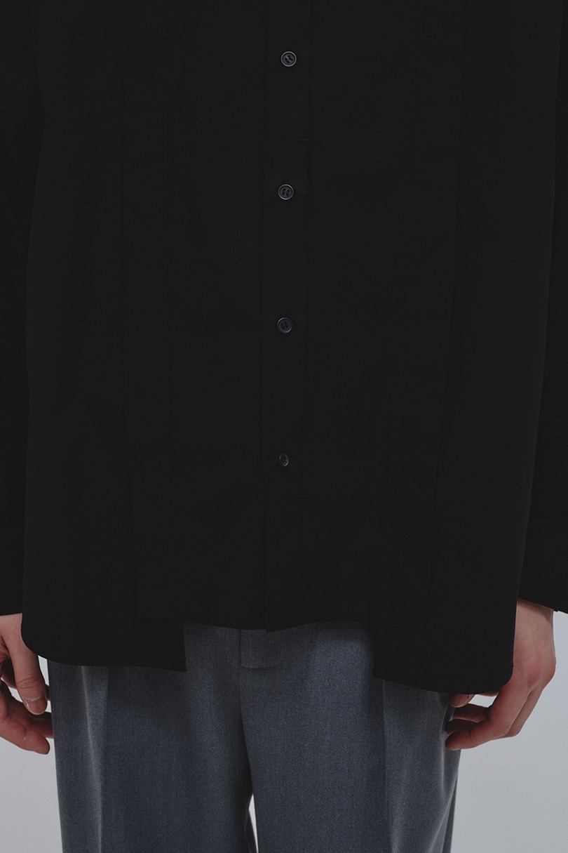 タックデザインノーカラーシャツ 詳細画像 BLK 7