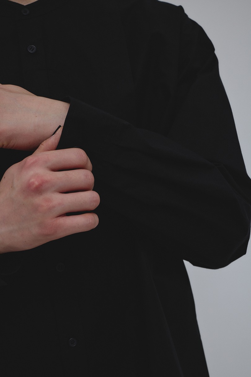 タックデザインノーカラーシャツ 詳細画像 BLK 8