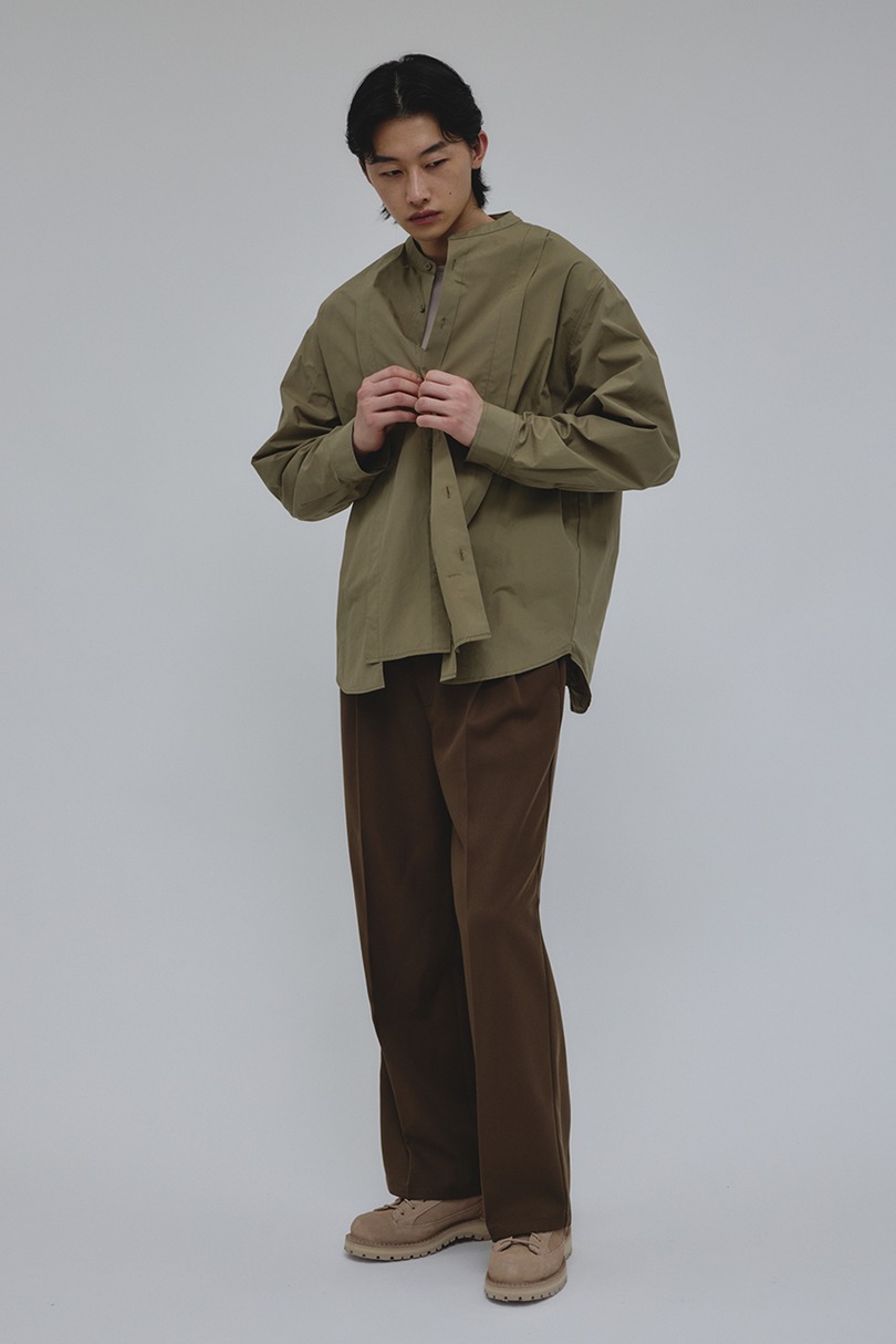 タックデザインノーカラーシャツ 詳細画像 L/KHA 3