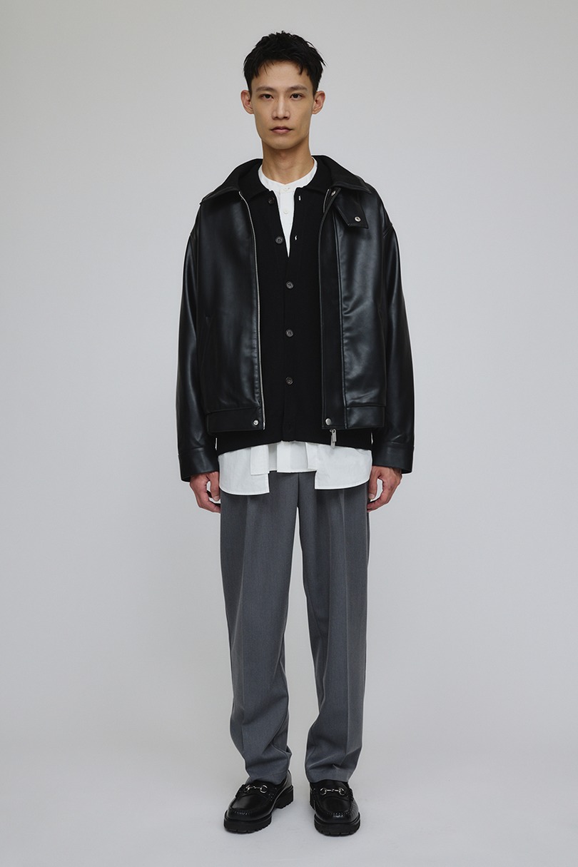 リブカラーレザージャケット 詳細画像 BLK 2