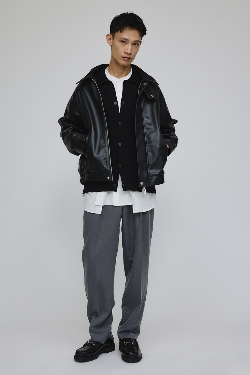 リブカラーレザージャケット 詳細画像 BLK 3