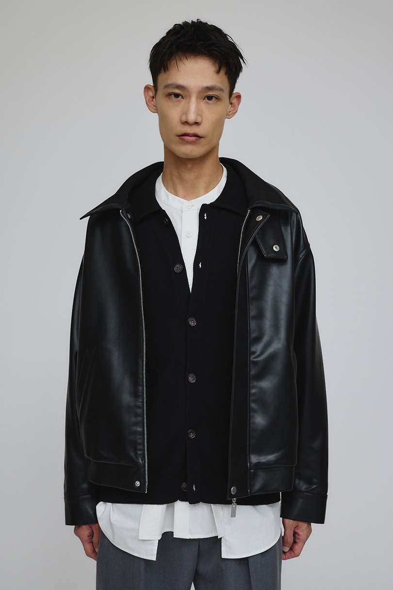 リブカラーレザージャケット 詳細画像 BLK 5