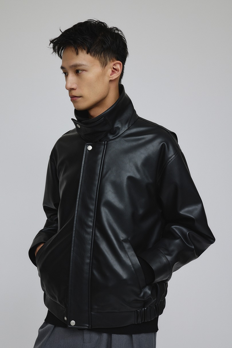 リブカラーレザージャケット 詳細画像 BLK 6