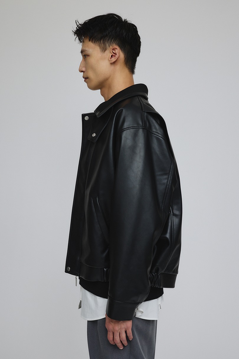 リブカラーレザージャケット 詳細画像 BLK 7