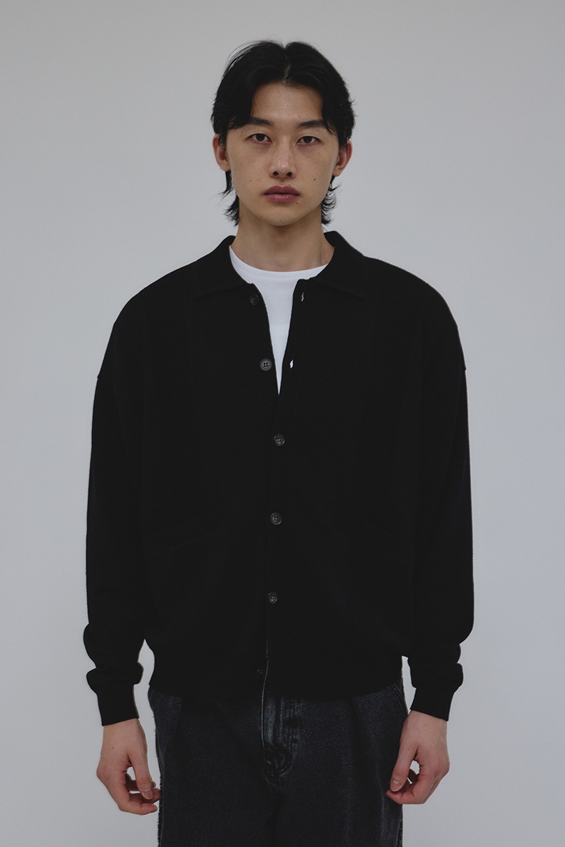 リブカラーニットカーディガン 詳細画像 BLK 4