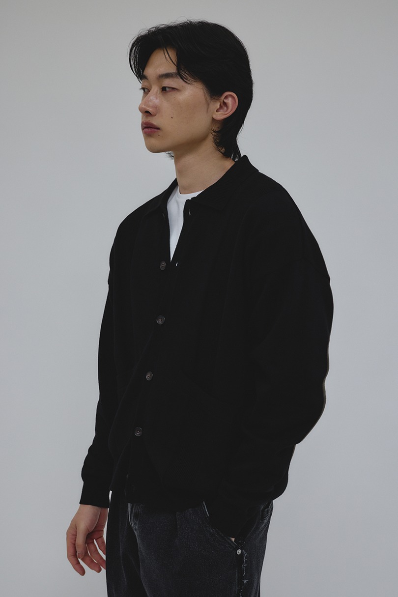 リブカラーニットカーディガン 詳細画像 BLK 5