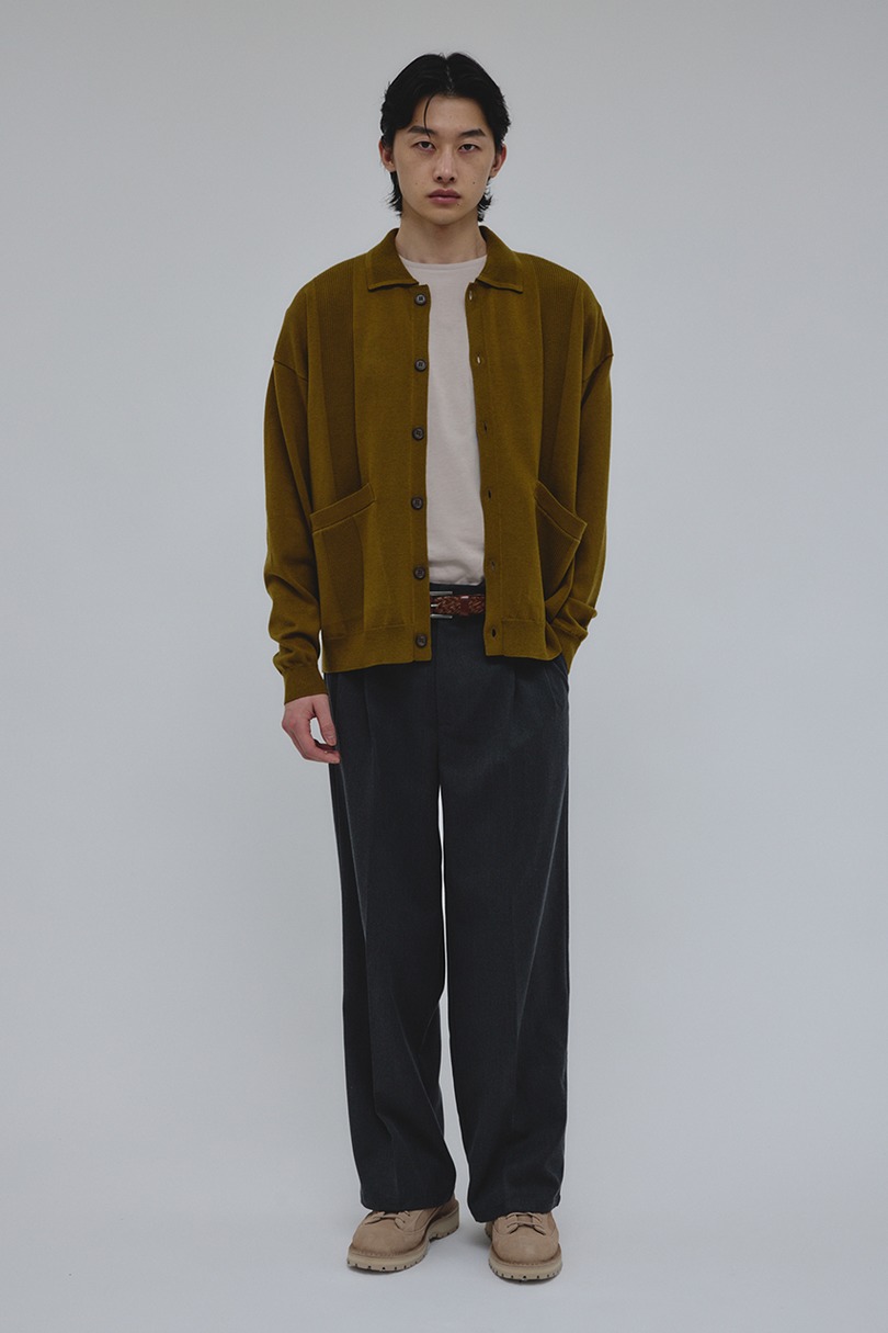 リブカラーニットカーディガン