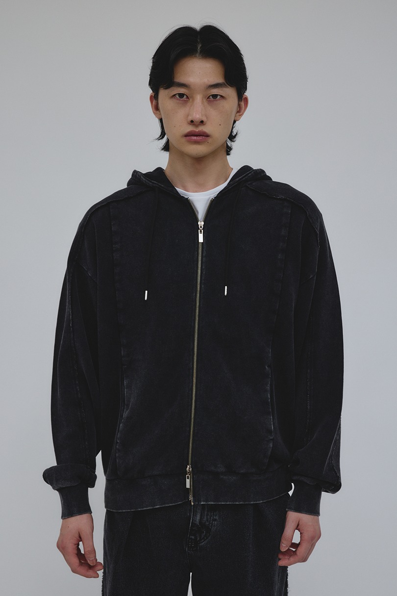 ピグメントジップパーカー 詳細画像 BLK 2