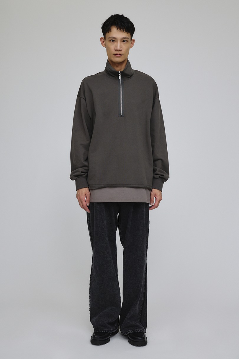 レイヤードハーフジップスウェット 詳細画像 GRY 2