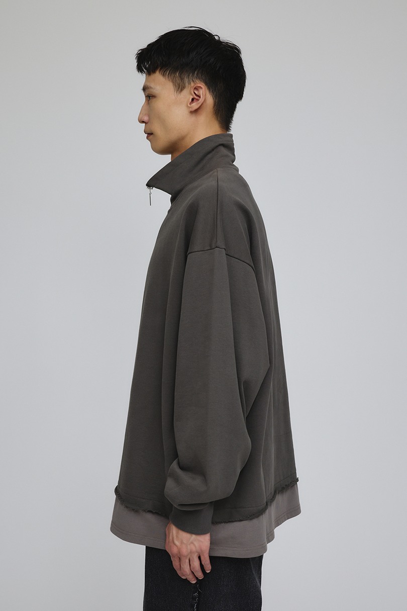 レイヤードハーフジップスウェット 詳細画像 GRY 6