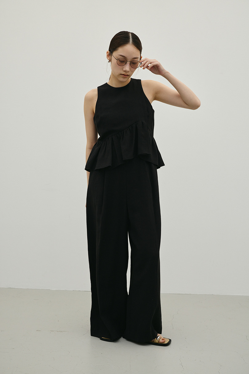 リネンミックスフリルオールインワン