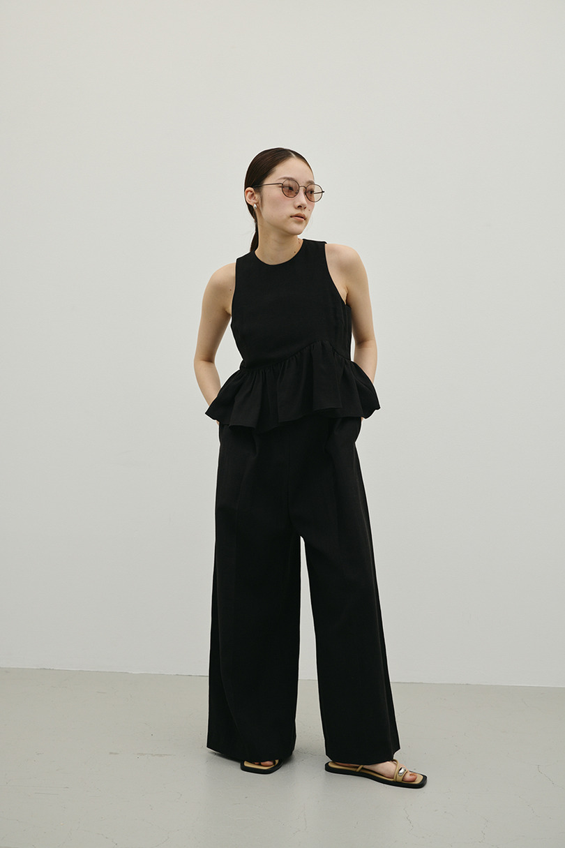 リネンミックスフリルオールインワン 詳細画像 BLK 2