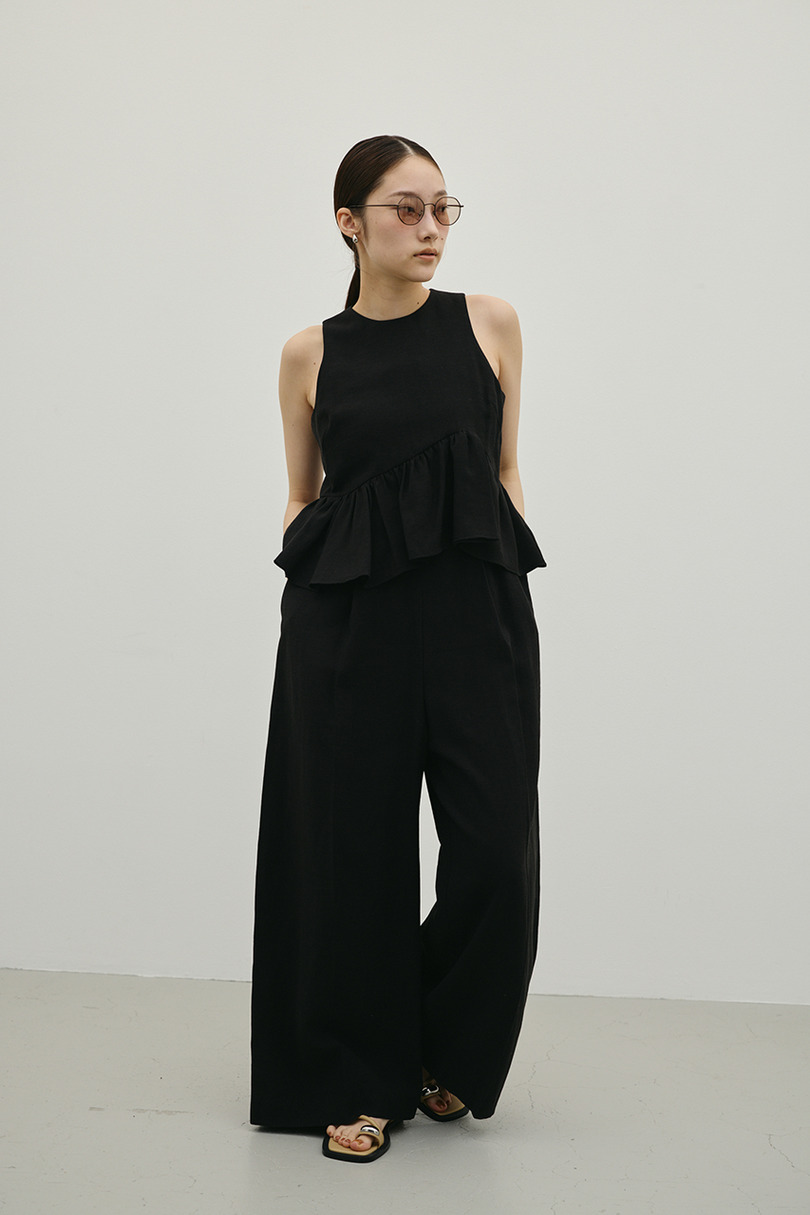 リネンミックスフリルオールインワン 詳細画像 BLK 4