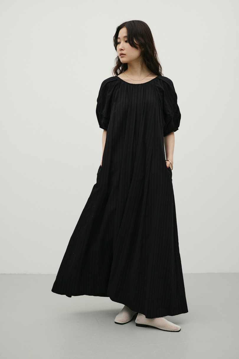 コットンストライプタックスリーブワンピース 詳細画像 BLK 2
