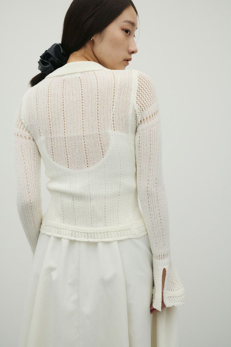 アイレットレースニットポロ 詳細画像 WHT 6