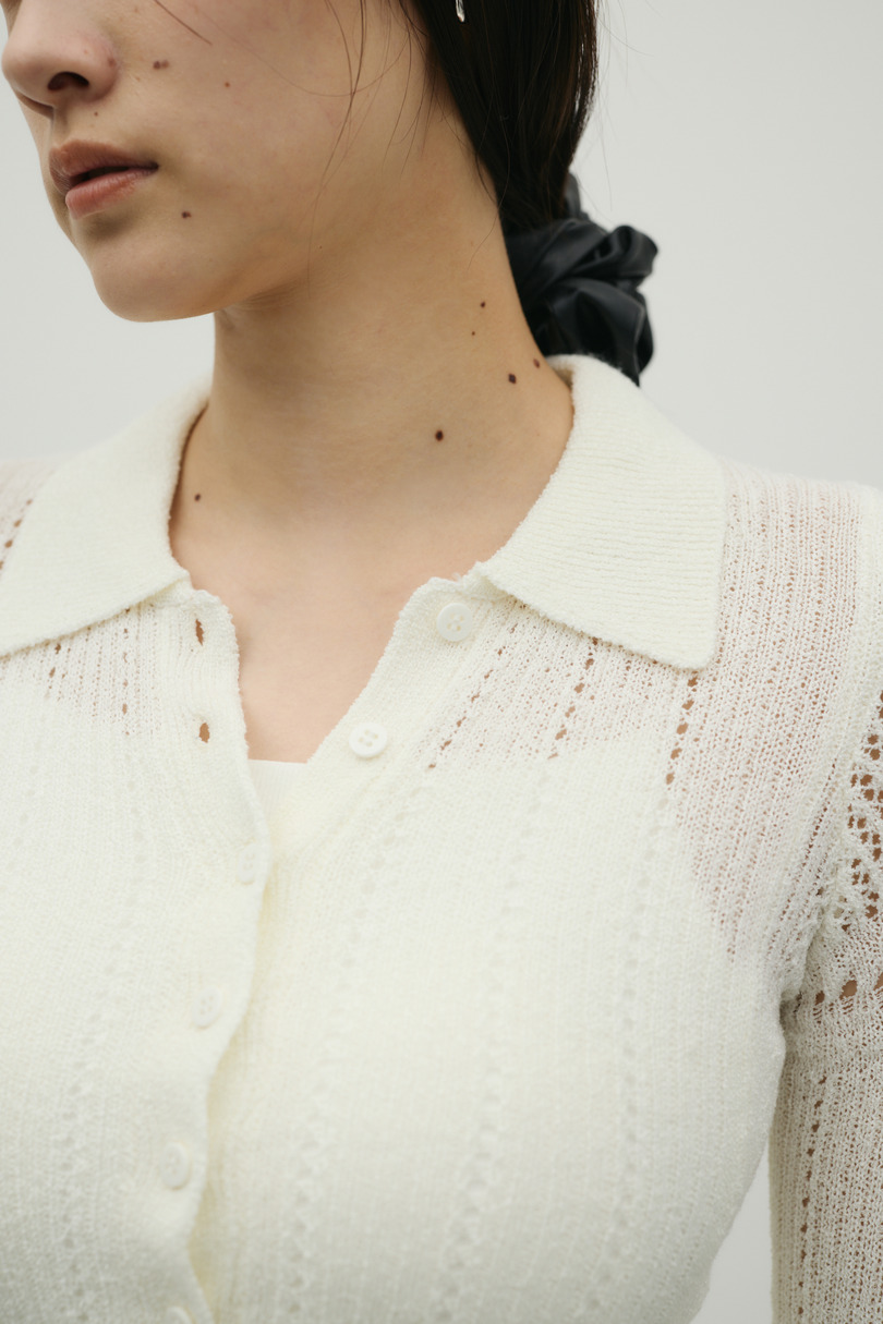 アイレットレースニットポロ 詳細画像 WHT 7