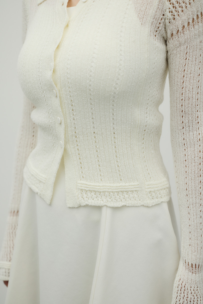 アイレットレースニットポロ 詳細画像 WHT 8