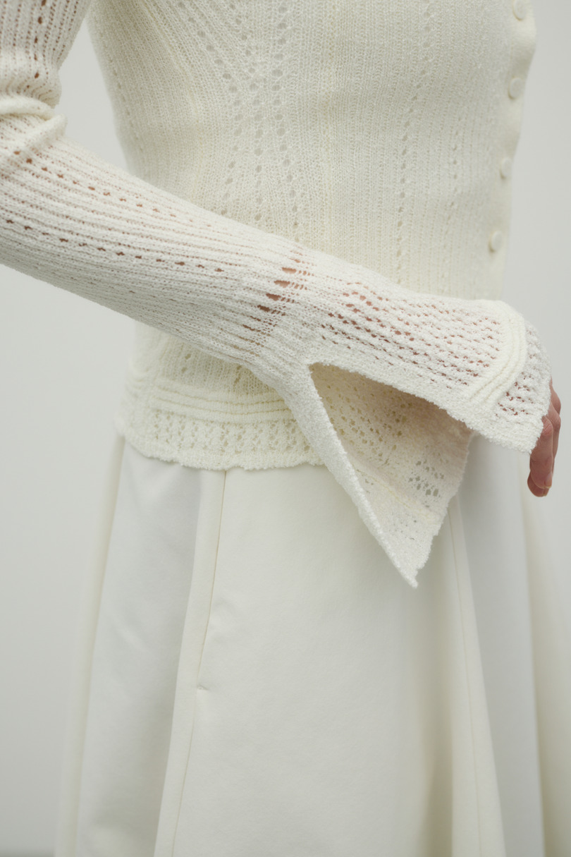 アイレットレースニットポロ 詳細画像 WHT 9