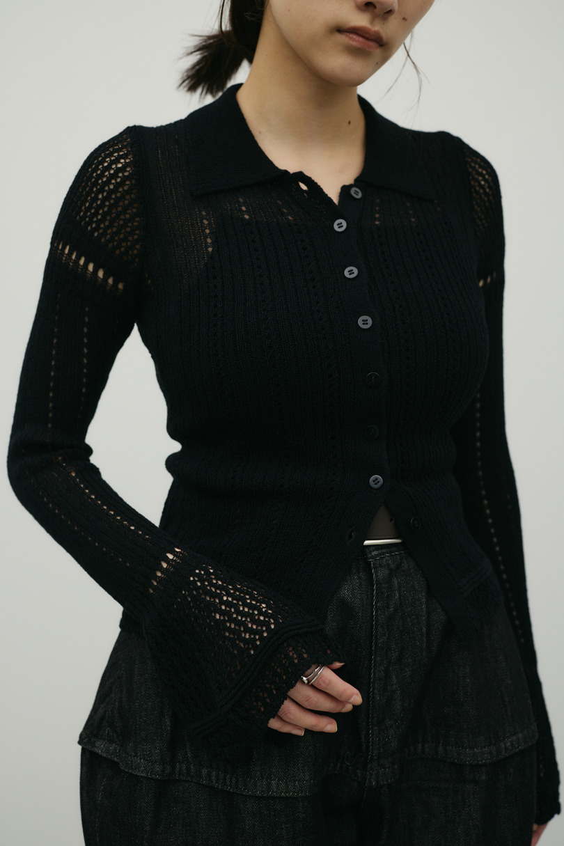 アイレットレースニットポロ