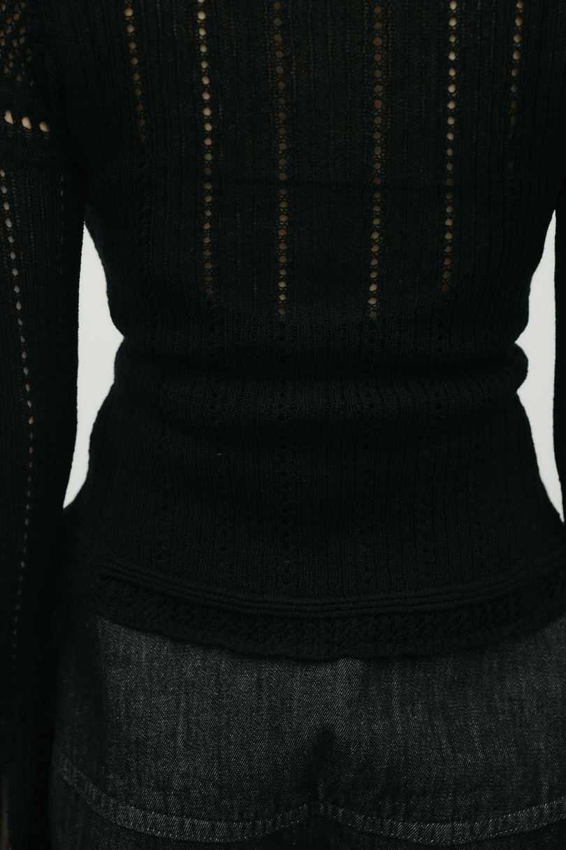 アイレットレースニットポロ 詳細画像 BLK 10