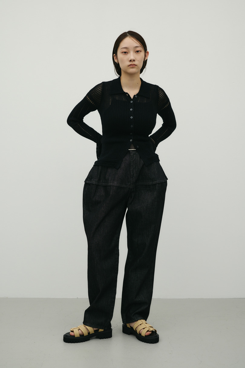 アイレットレースニットポロ 詳細画像 BLK 4