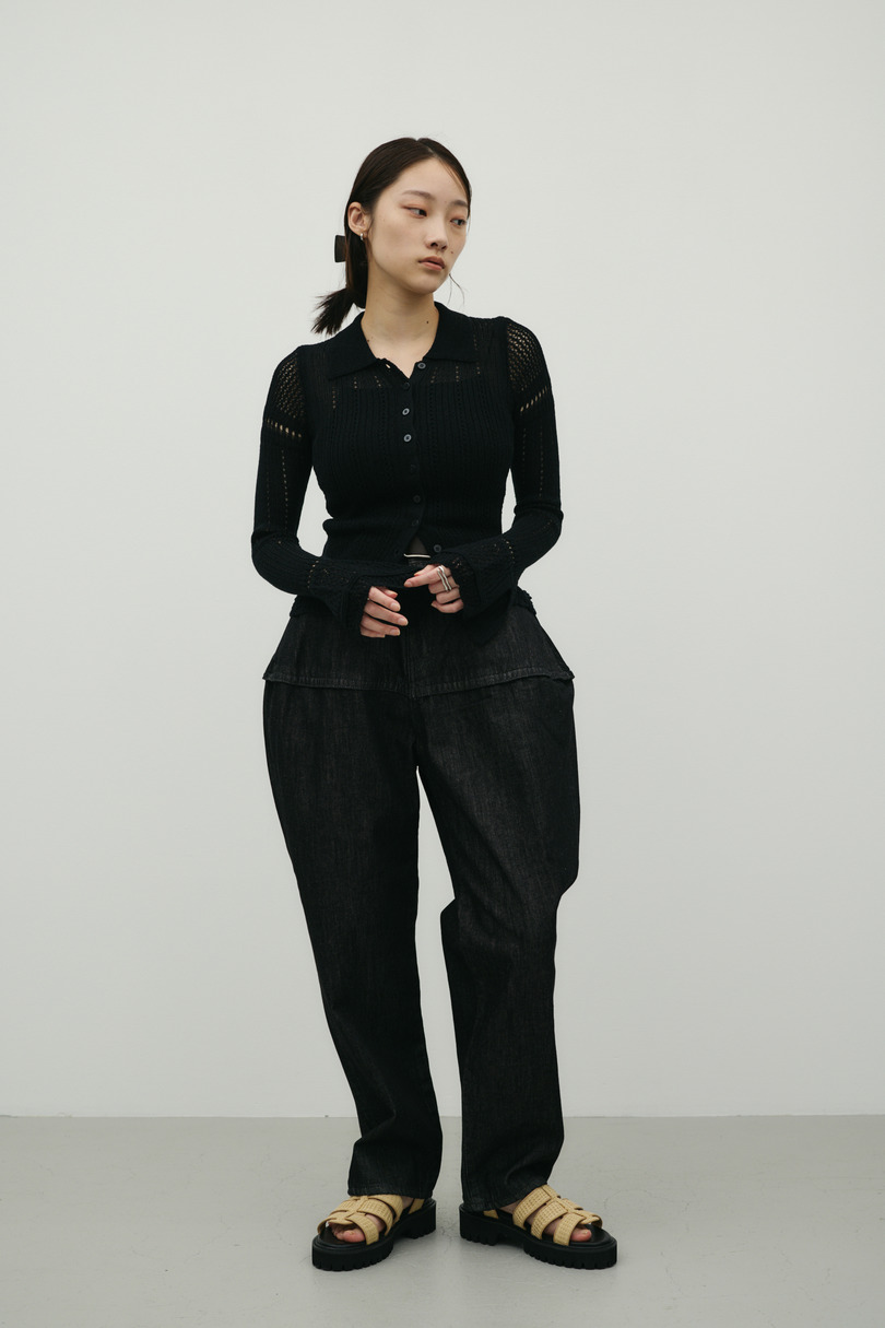 アイレットレースニットポロ 詳細画像 BLK 5