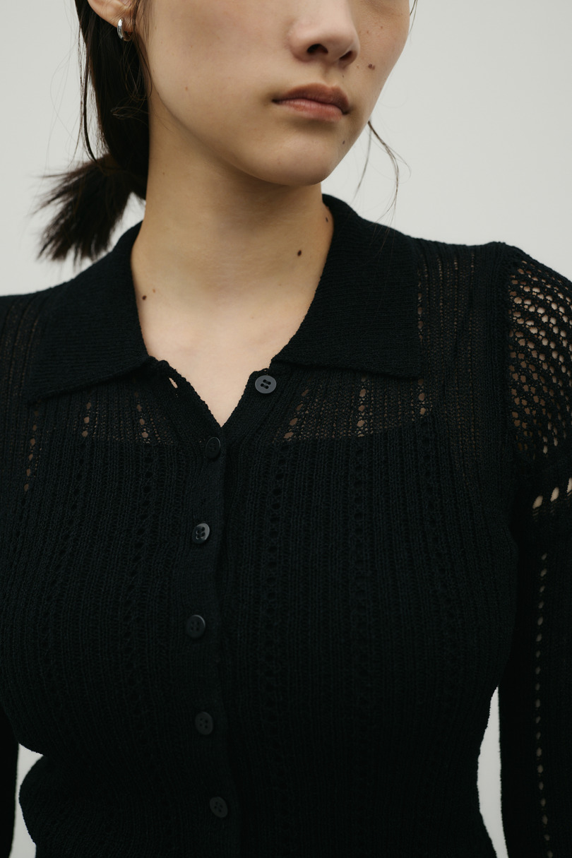 アイレットレースニットポロ 詳細画像 BLK 6