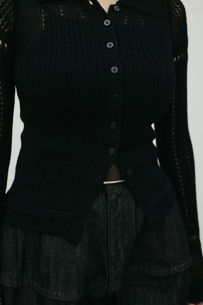 アイレットレースニットポロ 詳細画像 BLK 7