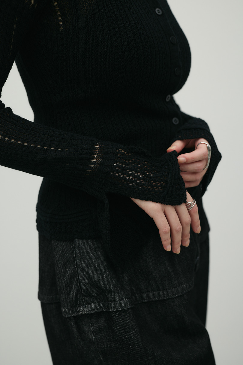 アイレットレースニットポロ 詳細画像 BLK 8