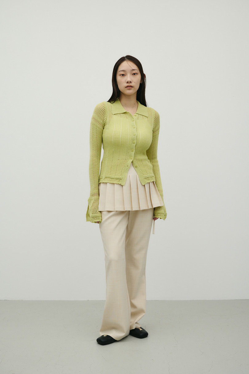 アイレットレースニットポロ 詳細画像 GRN 2