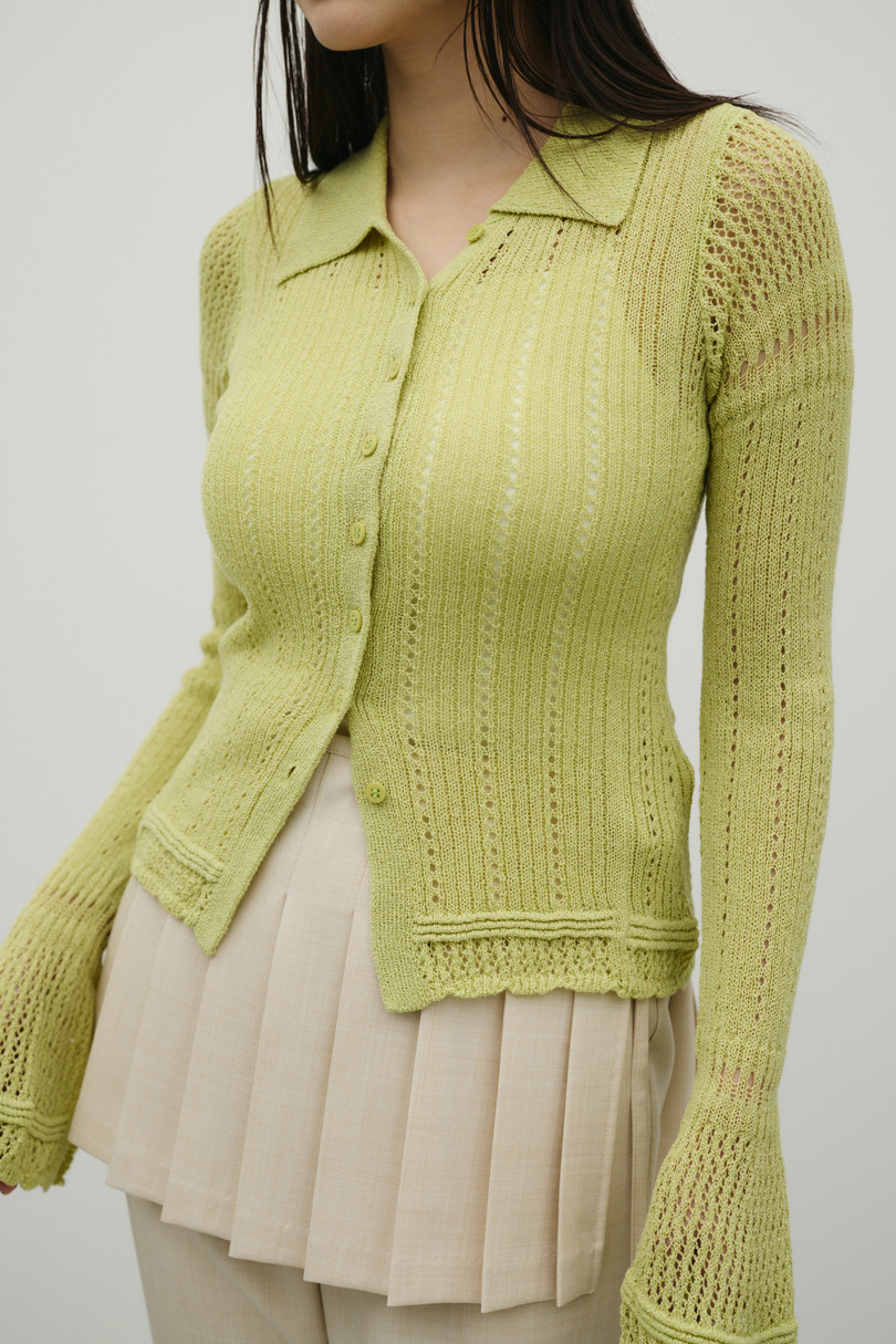 アイレットレースニットポロ 詳細画像 GRN 3