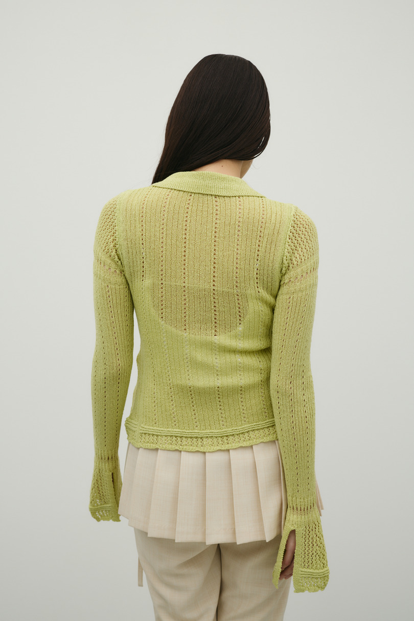 アイレットレースニットポロ 詳細画像 GRN 7