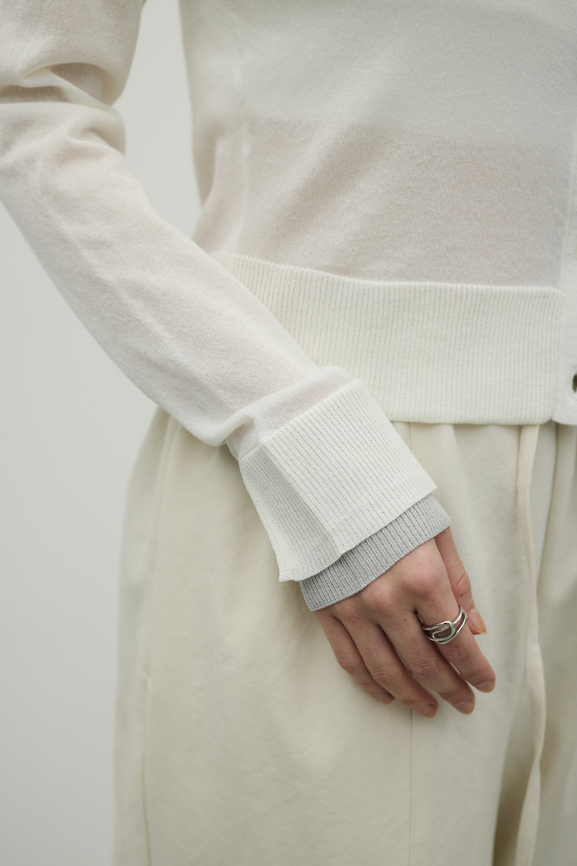 バイカラーニットカーデ 詳細画像 WHT 5