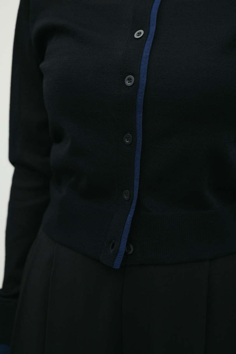 バイカラーニットカーデ 詳細画像 BLK 8