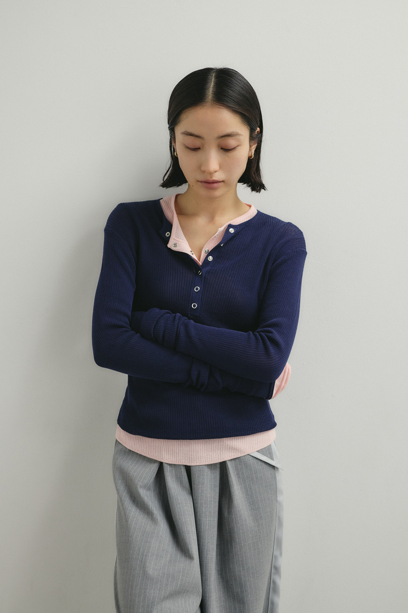 ヘンリーネックシアーニット 詳細画像 NVY 3