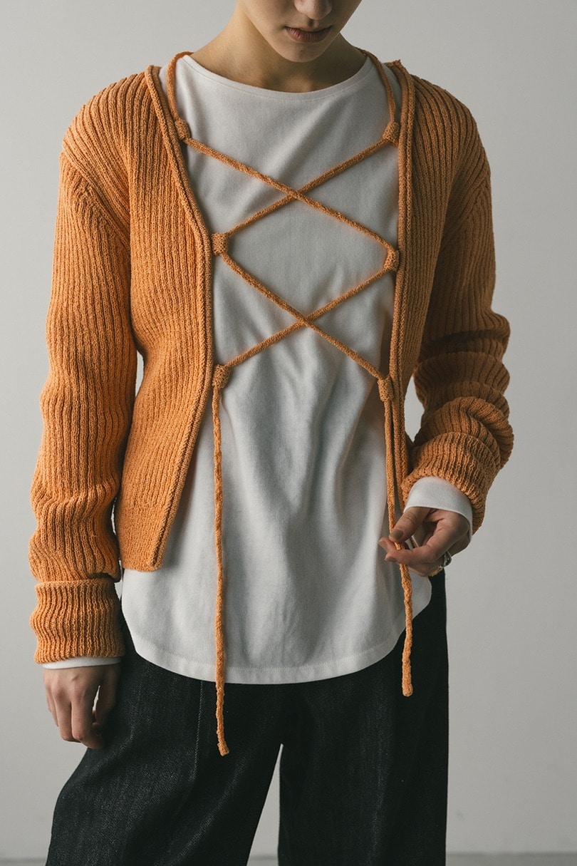 レースアップリブニットトップ 詳細画像 ORG 3