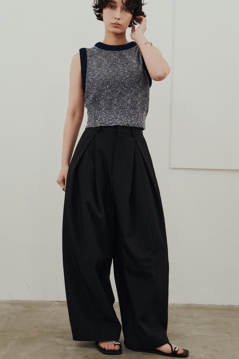 メランジクッションリブニット