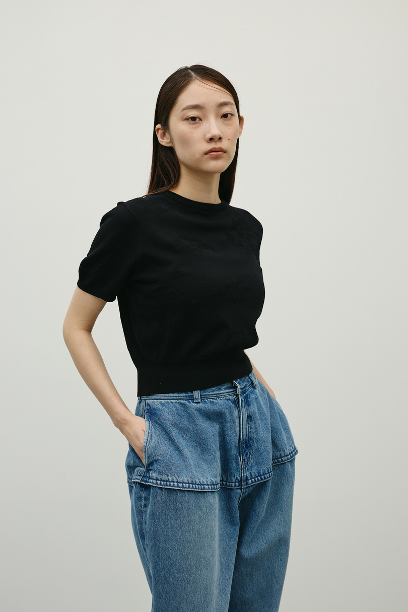 フラワージャガードニット 詳細画像 BLK 4