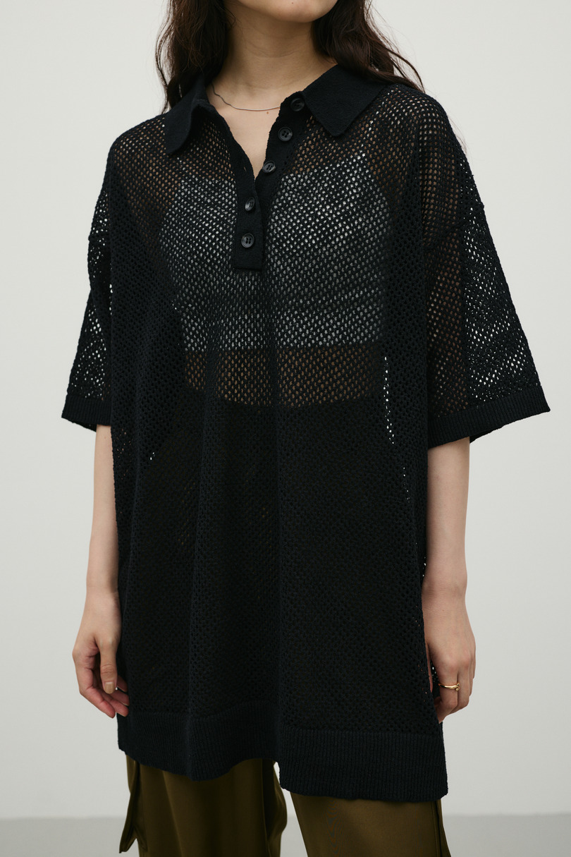 メッシュオーバーニットポロ 詳細画像 BLK 7