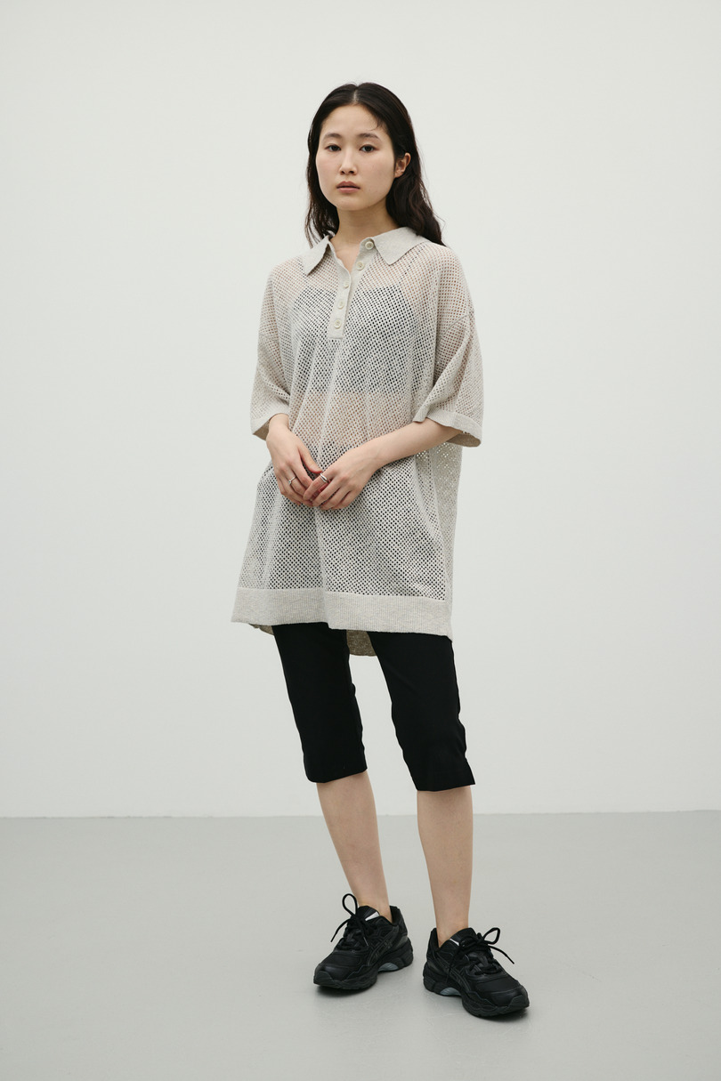 メッシュオーバーニットポロ 詳細画像 GRY 3