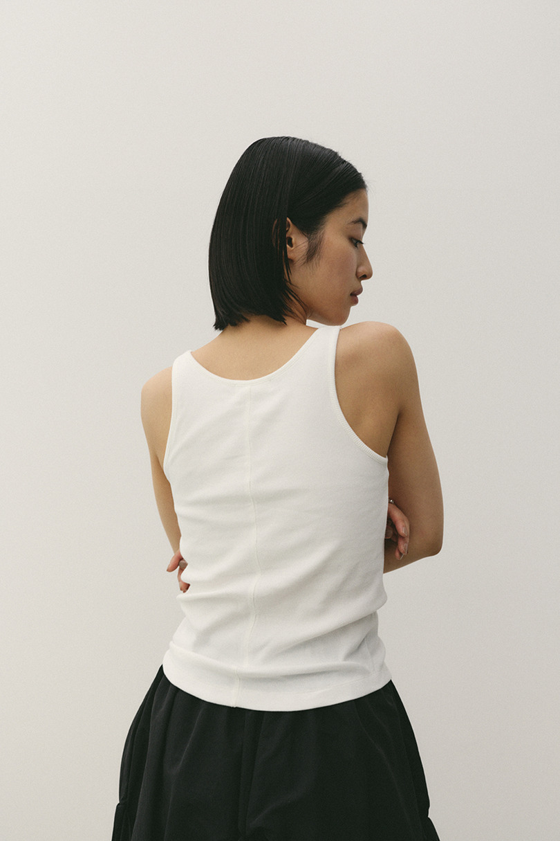カップ付きリブタンクトップ 詳細画像 WHT 4