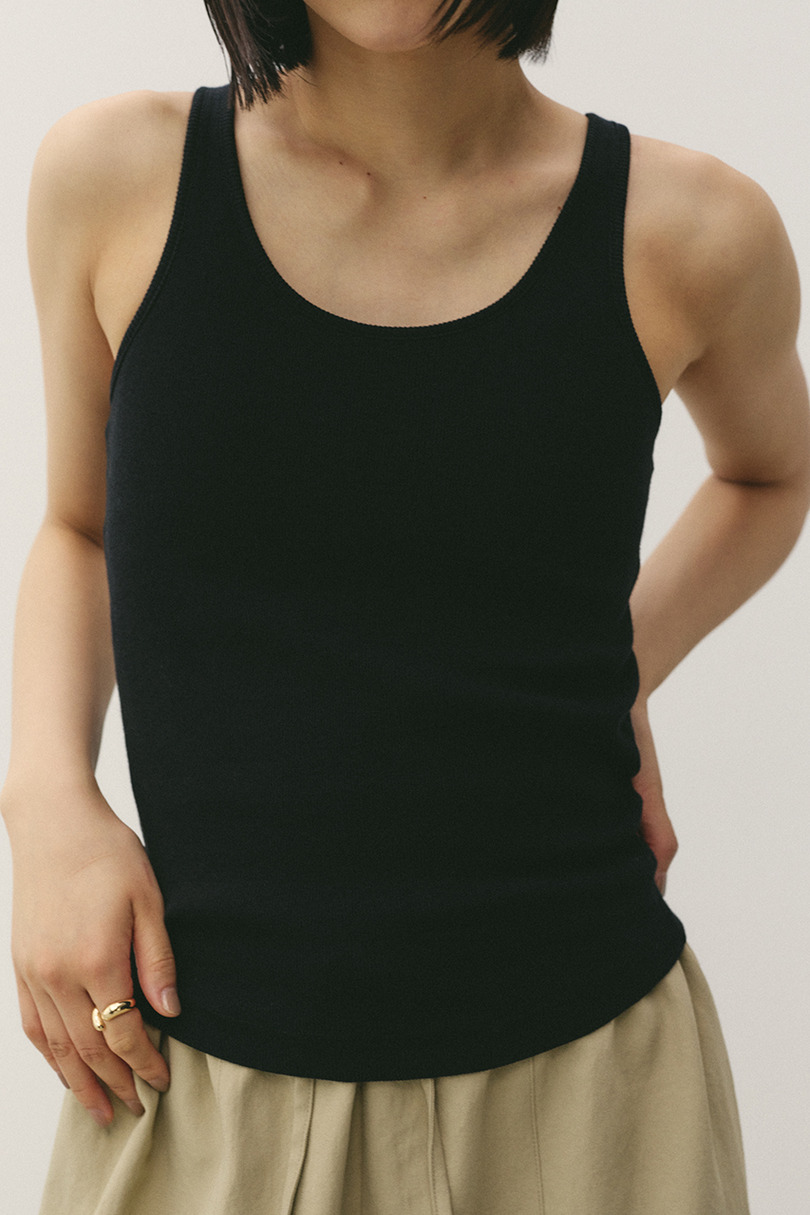 カップ付きリブタンクトップ 詳細画像 BLK 3