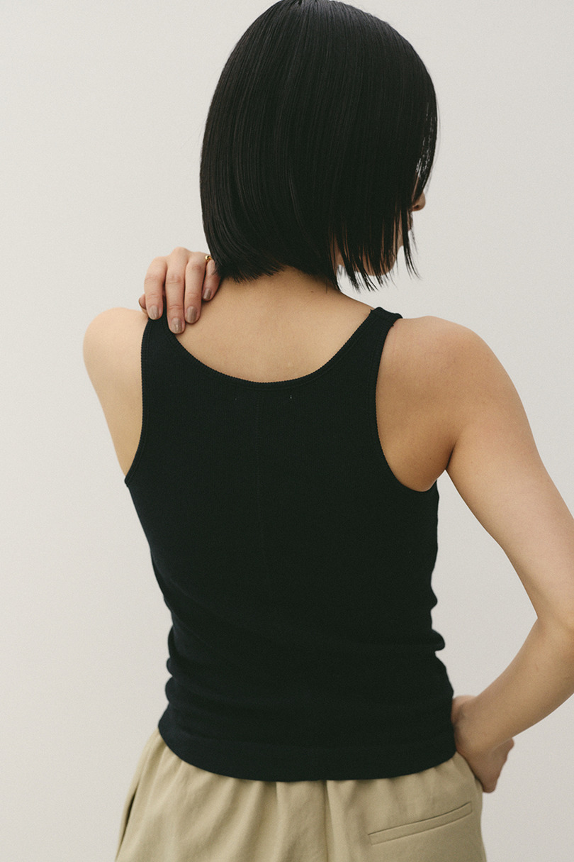カップ付きリブタンクトップ 詳細画像 BLK 4